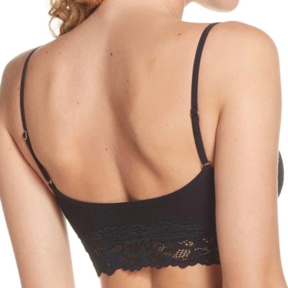 Intimately Free People Black Stevie Lace Trim Bralette - XS - NEW - Picture 2 of 7